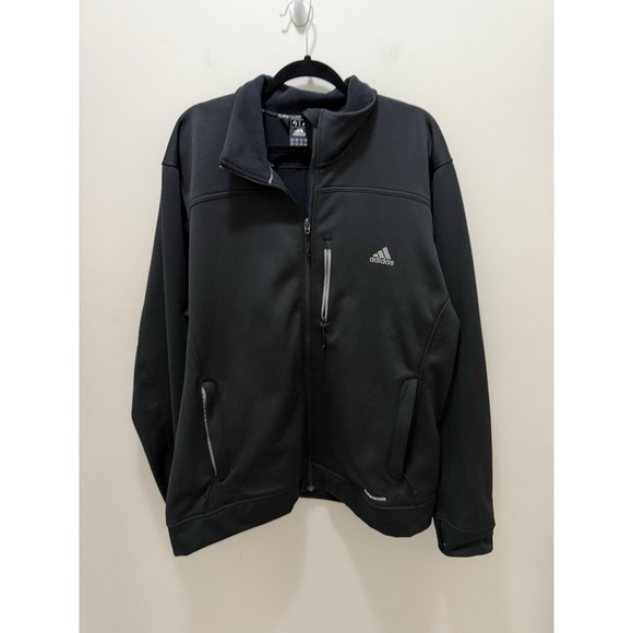 Adidas ClimaWarm Black Full Zip Jacket Men's 2XL Thermal Fleece Lined Soft Shell - Picture 1 of 9